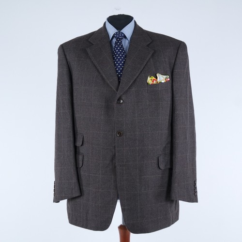 Windowpane Blazer 50R UK Size ATELIER TORINO Check Brown Wool Sport Coat Jacket - Picture 3 of 16