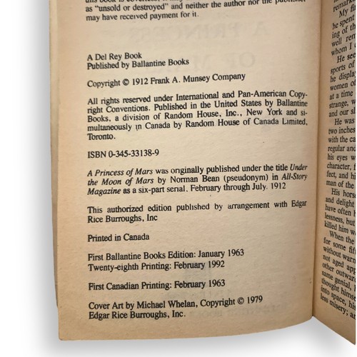 A Princess of Mars Edgar Rice Burroughs Del Rey Paperback - Picture 4 of 4