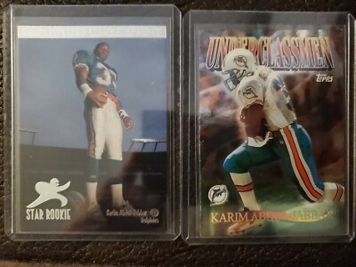 5 1996 KARIM ABDUL JABBAR INSERT/ROOKIE CARD LOT TOPPS UPPERDECK MIAMI DOLPHINS 