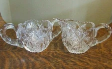 American Brilliant ABP Cut Glass Creamer and Sugar