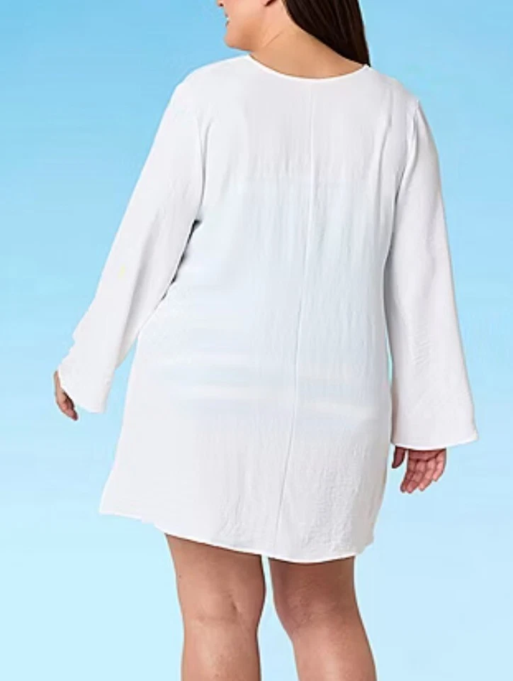 Traje de baño Liz Claiborne para mujer Plus blanco vestido encubrimiento 24W 3X texturizado nuevo con etiquetas/nuevo Foto 3 de 4