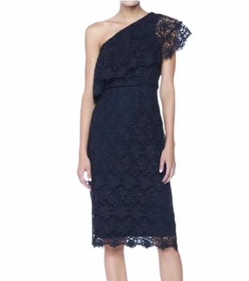 Nanette Lepore Navy Lace One Shoulder Dress - Size Small NWT