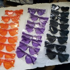 Heart Shaped Sunglasses Bulk Party Favors 8-Orange 8-Purple 8-Black 24 Total 