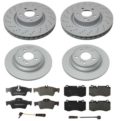 Zimmermann Front Rear Brake Kit Disc Rotors Pads Sensors For Mercedes C216 W221