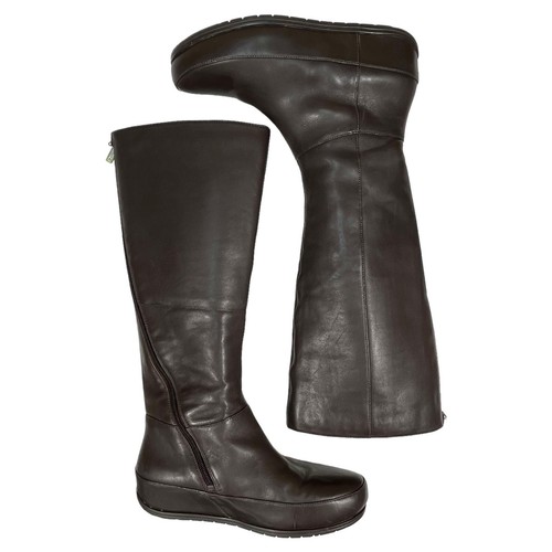 Fitflop | Superboot Tall Brown Leather Knee High Boots Full Zip | Women’s 6.5 - Picture 6 of 12