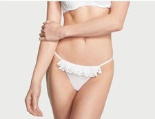 Victoria's Secret Dream Angels White Eyelet Lace Ruffle String Bikini Panty Sm.