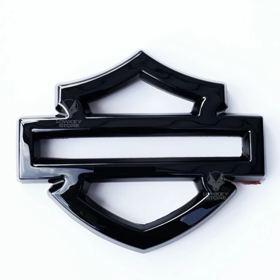 2pcs Harley Davidson Fuel Tank Badges - GLOSS BLACK - Metal Emblem Adhesive Back - image 3 of 4