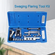 Flaring Swaging Tool Kit Brake Line Tubing Copper with Tube Cutter 45Degree Blue