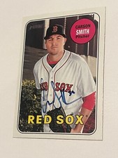 SIGNED BASEBALL CARD AUTO TOPPS 2018 HERITAGE CARSON SMITH BOSTON RED SOX #679