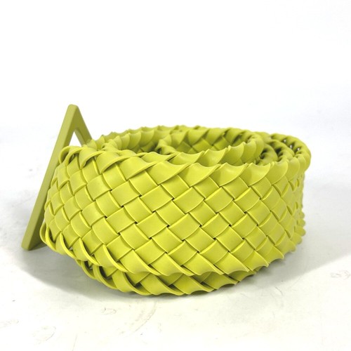 BOTTEGA VENETA 691232 Triangle Intrecciato belt rubber Kiwi Light GreenBased - Picture 4 of 18