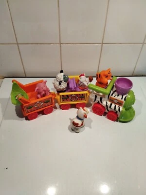 Train Little People Fisher Price 2002 + 5 Figurines Animaux - Photo 1/4