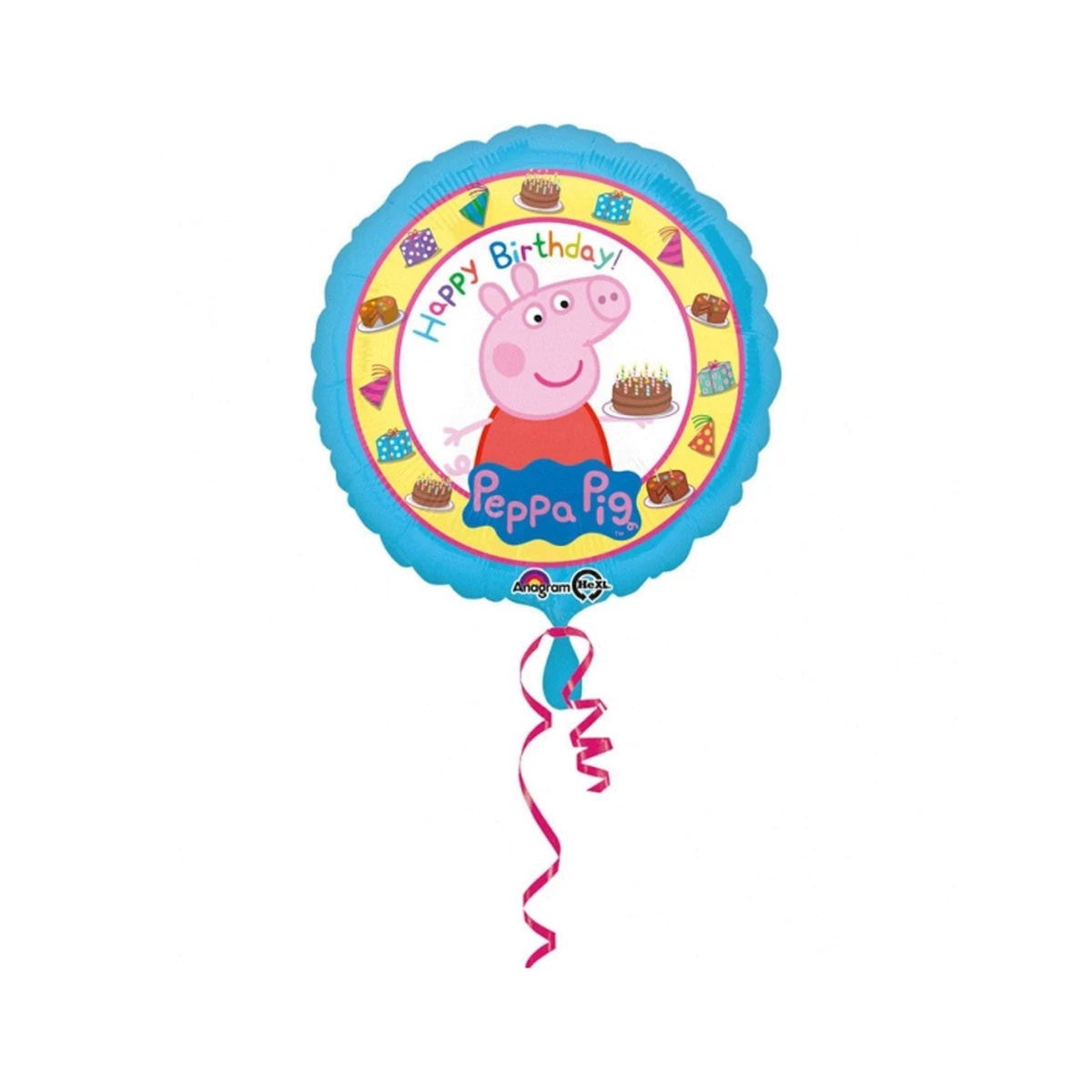 Ballonset Peppa Pig Peppa folieballon, getal 5 in rood, Peppa met teddyhart