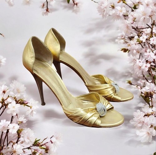 Giuseppe Zanotti Gold Peep Toe Pumps Size EU 39.5/US 9 - Picture 16 of 16