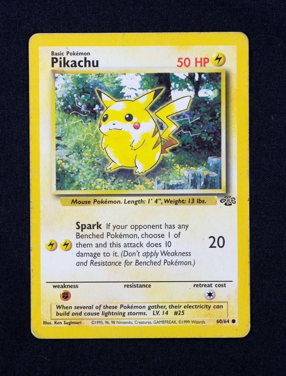Pikachu 60/64 Jungle Set 1999 Non-Holo Pokemon Card Lightly Played