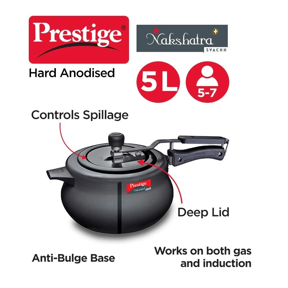 Prestige Nakshatra Plus Svachh 5 L Handi Pressure Cooker Induction
