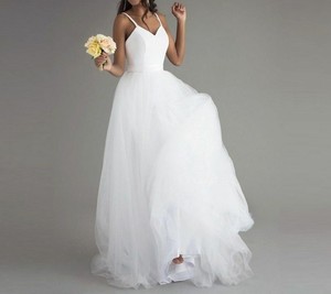 Wedding Dress For Beach Ceremony Straps Top Simple Lace Tulle