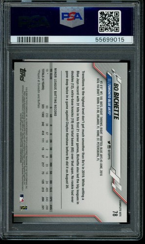 2020 Topps Complete Set Bo Bichette #78 PSA 10 Gem Mint RC Image Variation - Picture 2 of 2