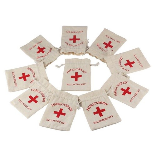 10x Hangover Recovery Kit Muslin Favour Bags Rustic Hens Party Engagement AU - Picture 2 of 12