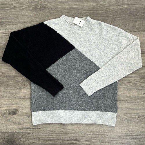 J.CREW Mock Neck Sweater XS Colorblock Gray Black Extra Soft Classic 90s NEW