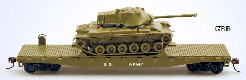 HO Scale US ARMY 50' Flat Car with PATTON TANK Model Power New in Box 99160 - Image 3 of 4