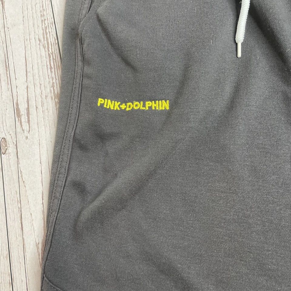 Pantalones Cortos para Sudar Rosa con Logo de Delfín Para Hombre Talla Pequeña Negros 4" Entrepierna Cordón Cintura Foto 3 de 4