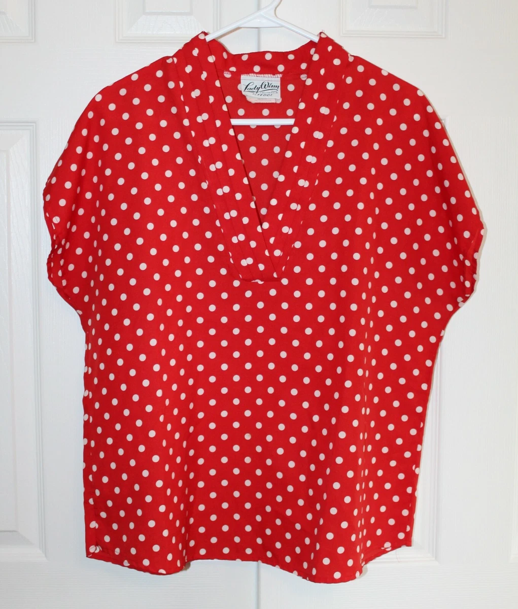 Red and sales white spotted blouse