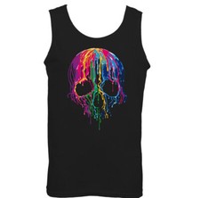 Gilet Homme Crâne Qui Goutte Tatouage Gothique Fondant Moto