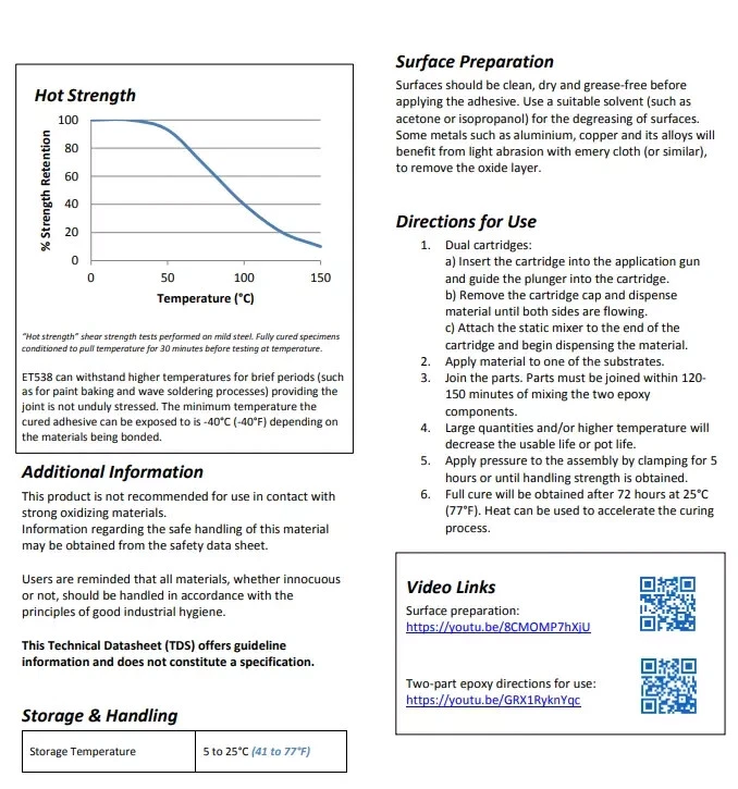 Permabond ET538 супер прочный эпоксидный алюминий, металл, керамика, дерево, пластик 50 г - Изображение 2 из 3
