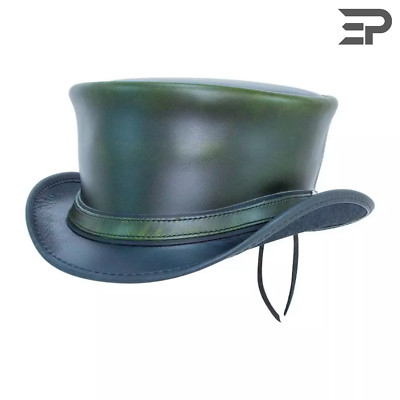Handmade Leather Top Hat For Men and Women- Gothic Steampunk Hat