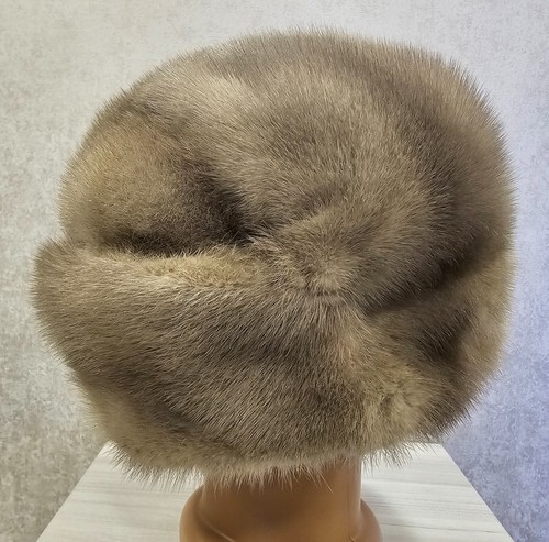 Vintage Soviet Mink Hat Ushanka Warm Winter Gray Hat USSR size 56 #32 - Picture 11 of 24