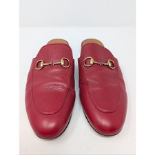 Gucci Princetown Mules Horse Bit Flats Red Leather Size 39.5