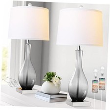 Table Lamps Set of 2 with Touch Control, 3-Way Dimmable Modern Glass table Gray