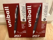  2 Packs Uniball Signo 207 Gel Super Ink Pens 0.5mm Micro Black Ink 12-Pack
