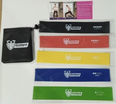GoHard Fitness Resistance Loop Exercise Bands with Instruction Guide Assorted