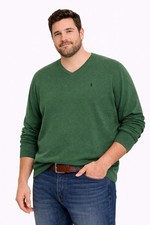 Polo Ralph Lauren Men  s Green V-Neck Sweater XXL 100 Cotton Embroidered Logo