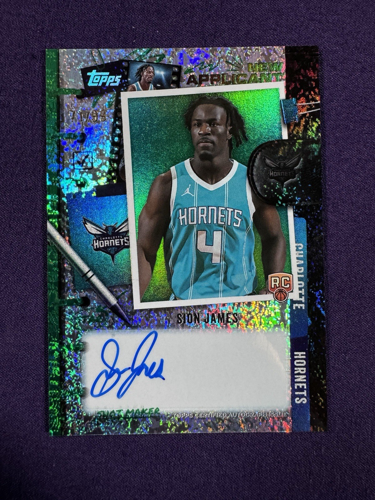 2025-26 Topps Basketball New Applicant Sion James Autographed Green Auto /99