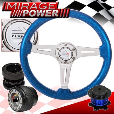 Metallic Blue Steering Wheel + Extender + Blue Quick Release For 01-05 Eclipse