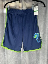 Max  Olivia Longer Length Print Pajama Short Boys L 12/14 Blue/Green Pull On