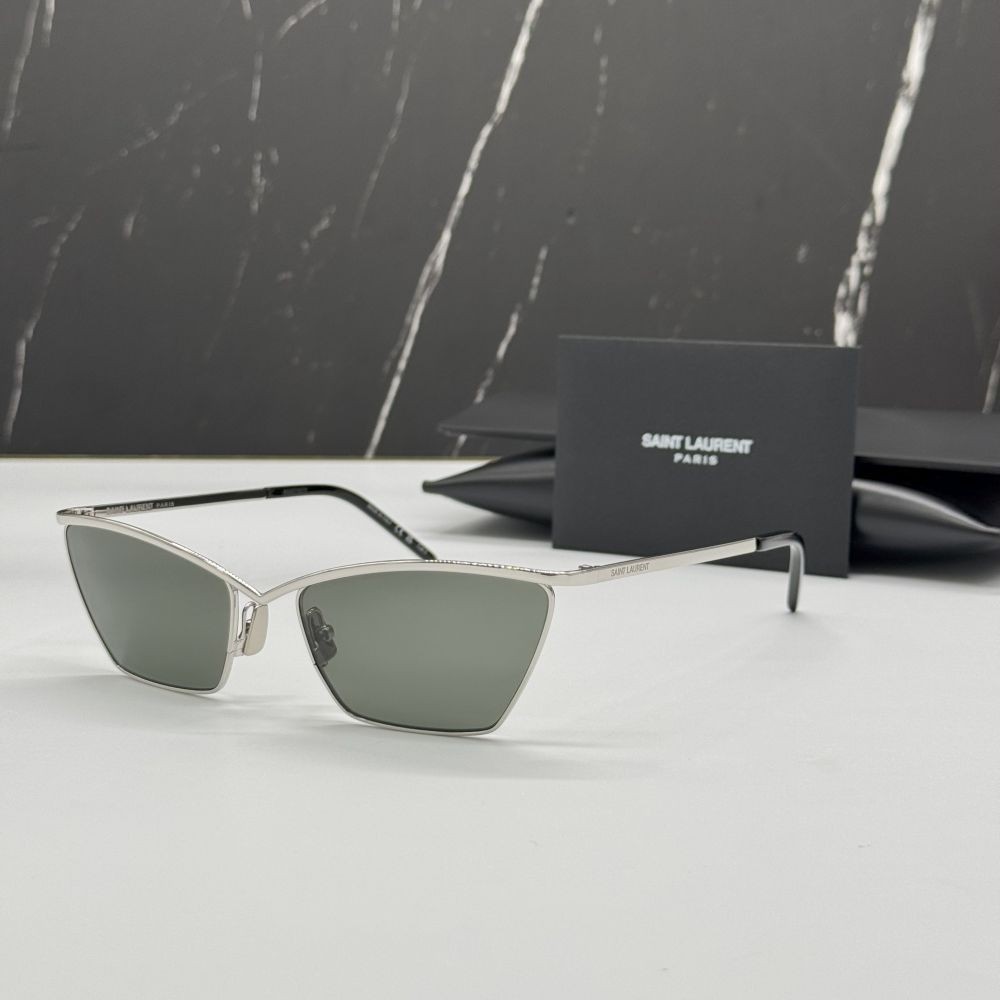 NUOVI OCCHIALI DA SOLE SAINT LAURENT SL637 002 DONNA ARGENTO CAT EYEWEAR SL 637 002