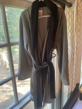 Cherokee Boys Fleece Robe Shawl Collar Tie Belt M 8-10 Gray Black