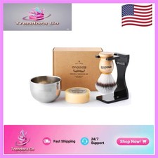 Stainless Steel Shaving Bowl Black Acrylic Stand - Men's Wet Shave Essentials