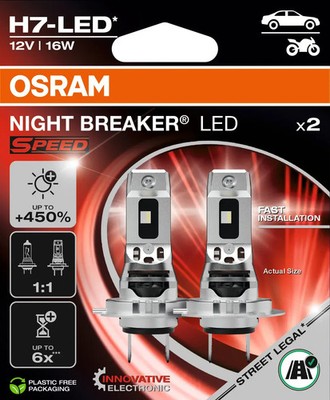 Osram Night Breaker  LED H7 450% heller 6000K ABE StVZO zugelassen 64210DWNBSP