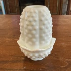 VINTAGE FENTON White Milk Glass Hobnail FAIRY LAMP LIGHT 4.5" MINT CONDITION