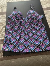 swimsuit-tankini top. Blue, purple, pink. Size 16 82 nylong, 18 spandex