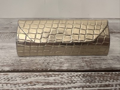 Golden Faux Crocodile Skin Small Eyeglass / Sunglass Case