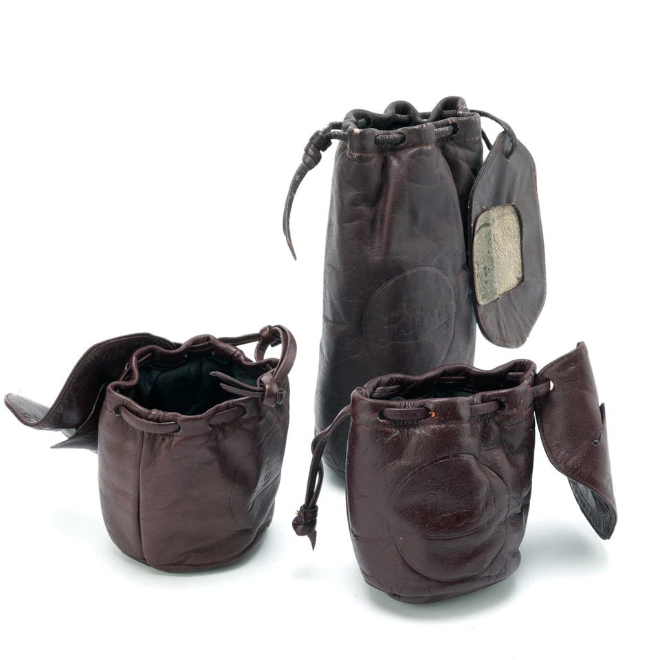 Lot of 3 Leica Burgundy Leather Lens Pouches - 1 7" Pouch, 2 3 1/2" Pouches - Image 2 of 4
