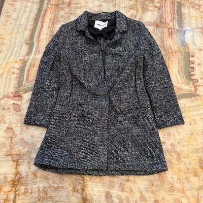 Bimba Y Lola Womens Tweed Jacket Coat Black Long Sleeve Collared Lined Size 36
