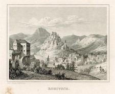 Sachsen Nossen Schloss Historische Ansicht unsigniert Stahlstich um 1840