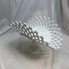 Vintage Westmoreland Milk Glass Pedestal Fruit Banana Plate Doric Lattice
