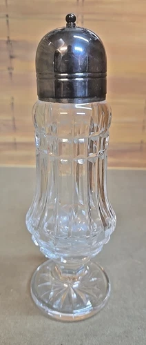 Vintage Waterford Crystal & Silverplate Top "Lismore" Sugar Caster; 8"